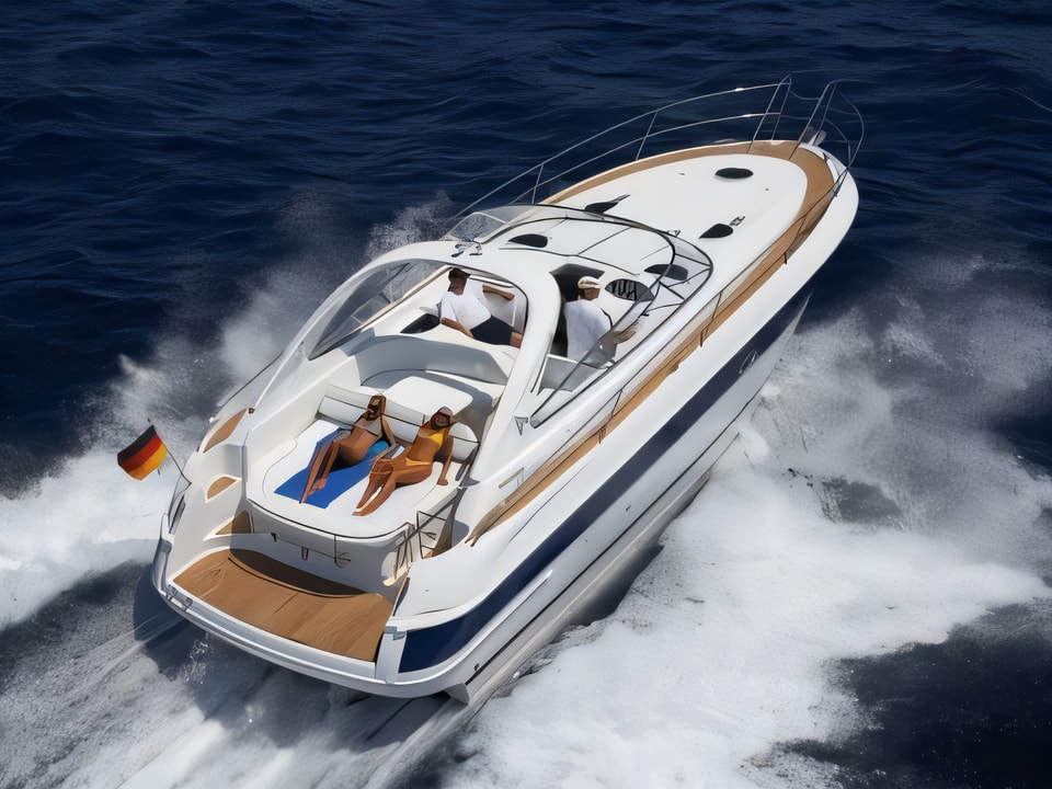 Exterior overview of Bavaria 37 Sport motor boat for charter from Seget Donji Marina Baotic in the Split sailing area Croatia