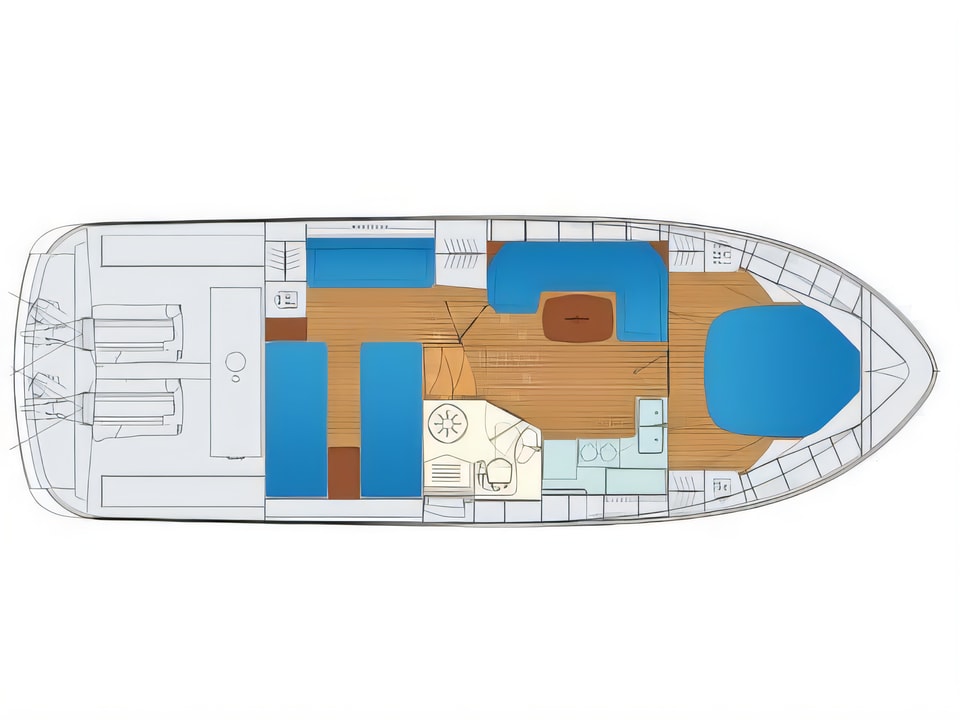 Layout of Bavaria 37 Sport motor boat with 2 cabins Croatia yacht charter