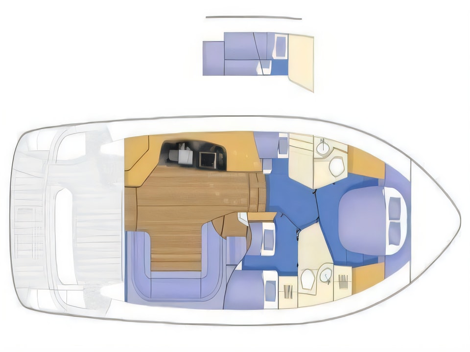 Sealine F42-5 Fly yacht layout 3 cabins Croatia charter