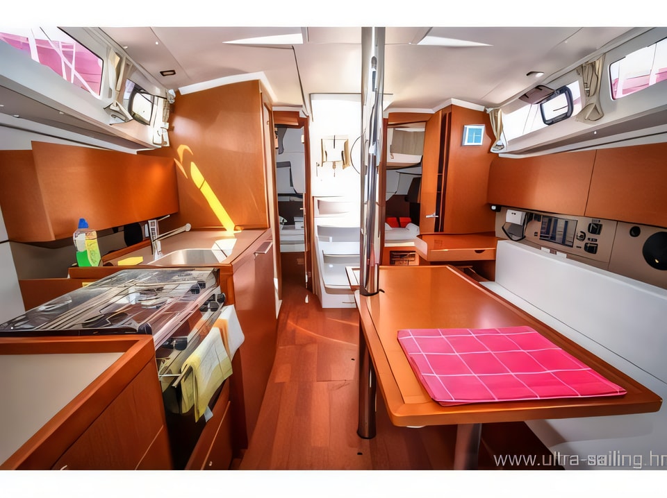 Interior of Oceanis 35 sail boat with 3 cabins Croatia yacht charter