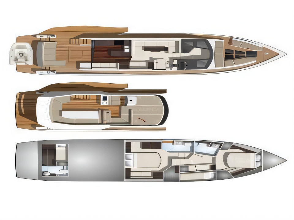 Galeon 500 Fly yacht layout 3 cabins Croatia charter