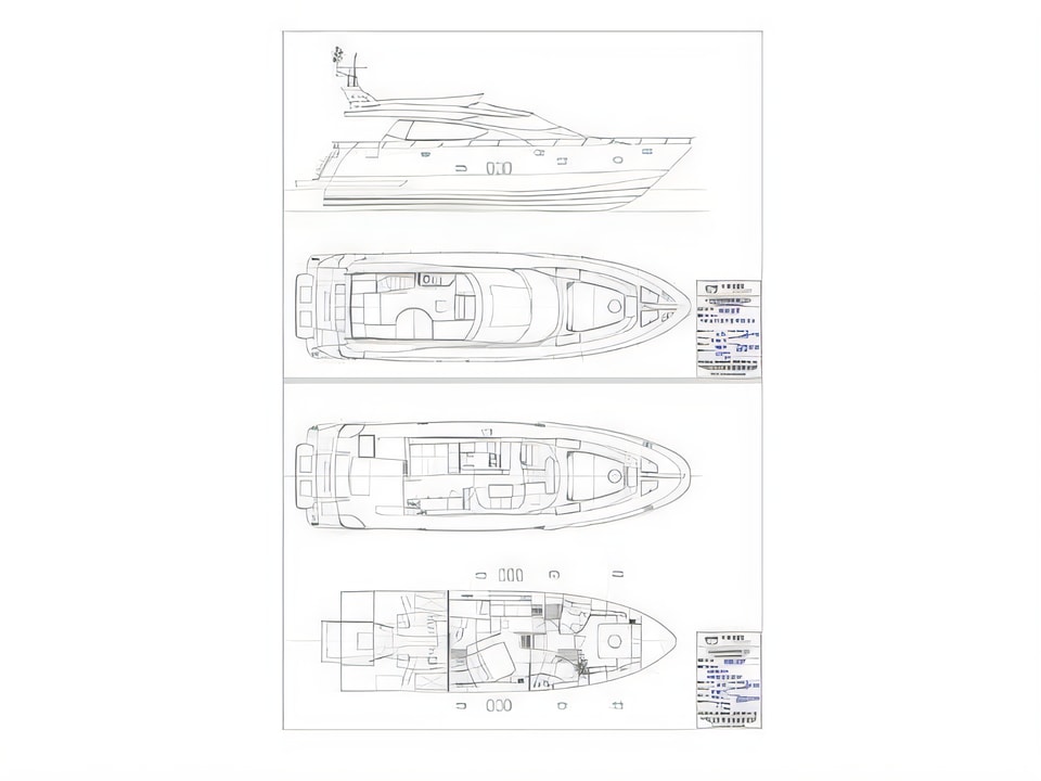 Layout of Elegance 60 Fly motoryacht with 4 cabins Croatia yacht charter