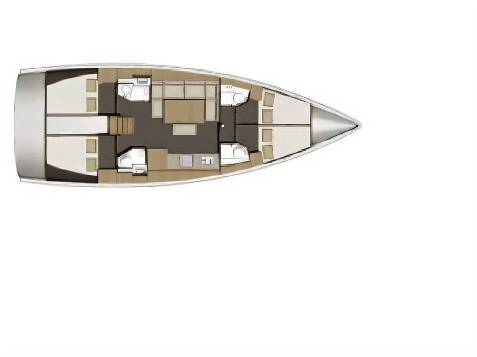 Layout of Dufour 460 Grand Large sail boat with 4 cabins Croatia yacht charter
