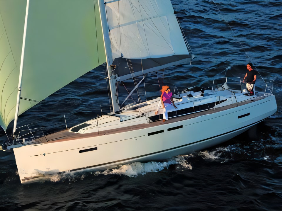 Exterior overview of Sun Odyssey 419 sail boat for charter from Sukosan Marina Dalmacija in the Kornati sailing area Croatia