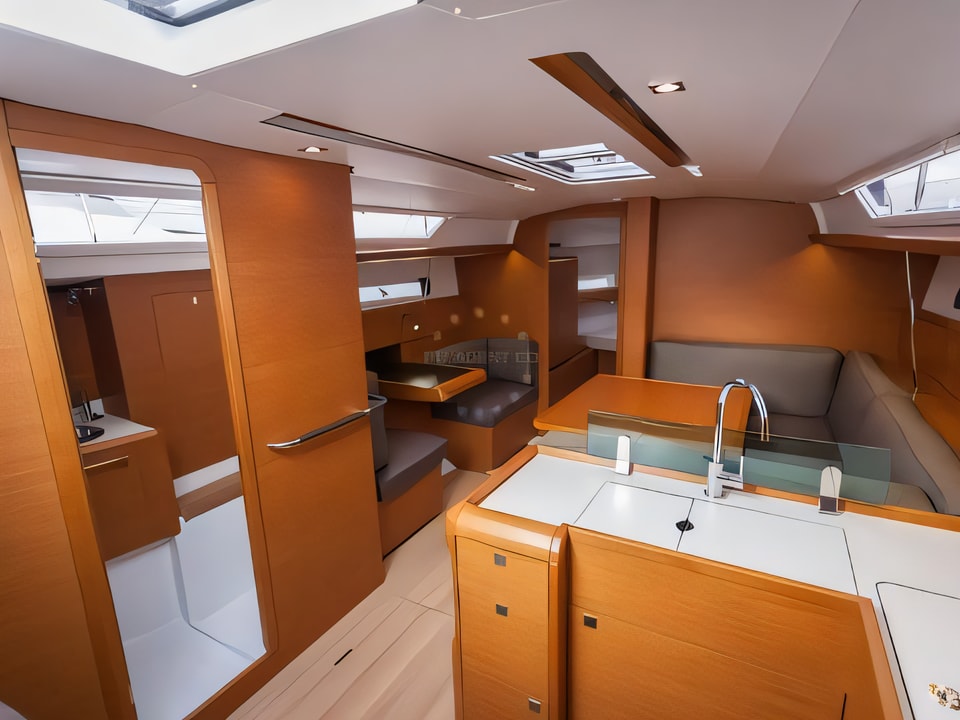 Interior of Sun Odyssey 419 sail boat with 3 cabins Croatia yacht charter