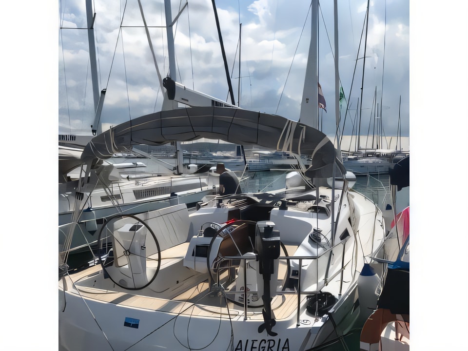 Exterior overview of Bavaria Cruiser 37 sail boat for charter from Sukosan Marina Dalmacija in the Kornati sailing area Croatia