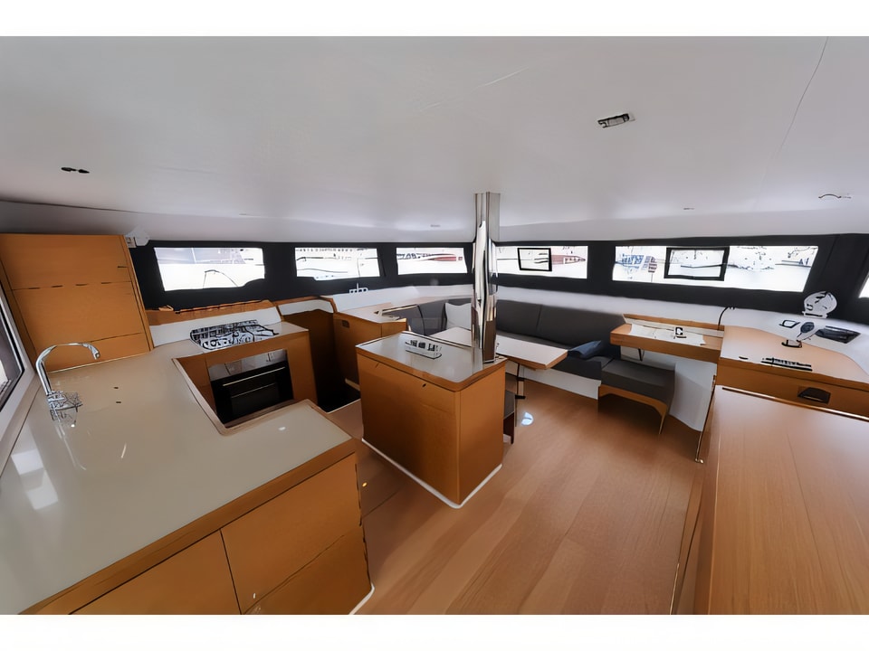 Interior of Dufour 48 catamaran with 6 cabins Croatia yacht charter