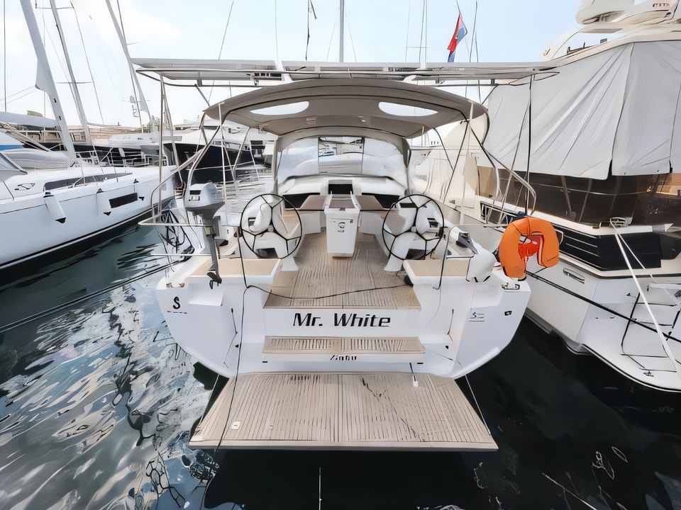 Exterior overview of Oceanis 46.1 sail boat for charter from Zadar Marina Zadar in the Zadar sailing area Croatia