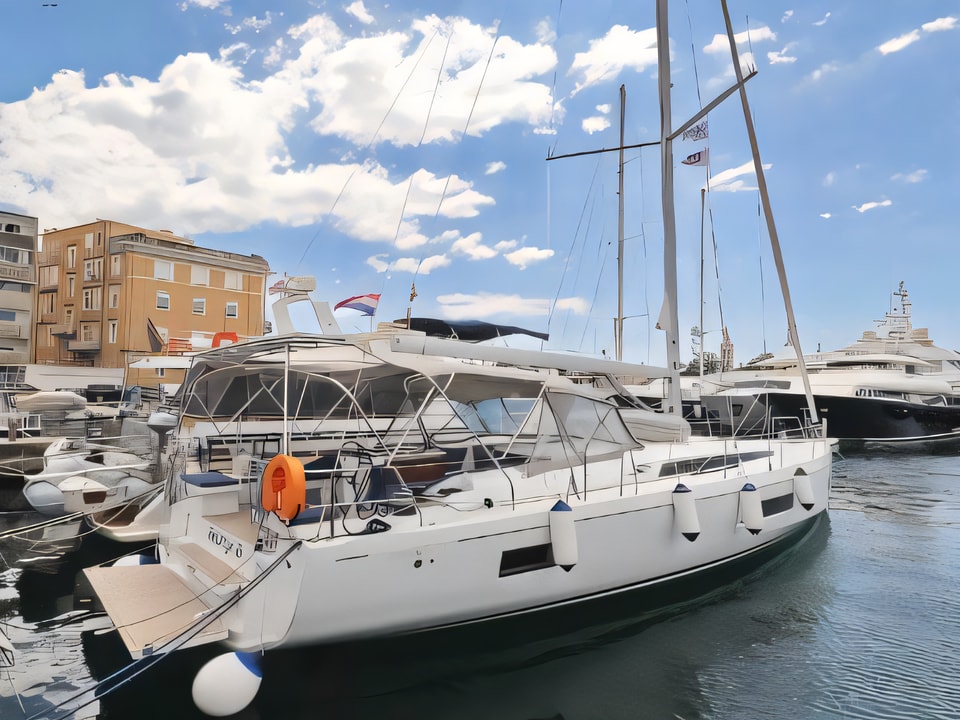 Exterior overview of Oceanis 51.1 sail boat for charter from Zadar Marina Zadar in the Zadar sailing area Croatia