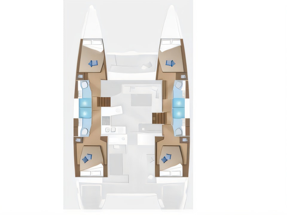 Lagoon 450 Flybridge yacht layout 6 cabins Croatia charter