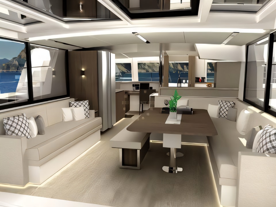 Interior of Bali 4.8 catamaran with 6 cabins Croatia yacht charter