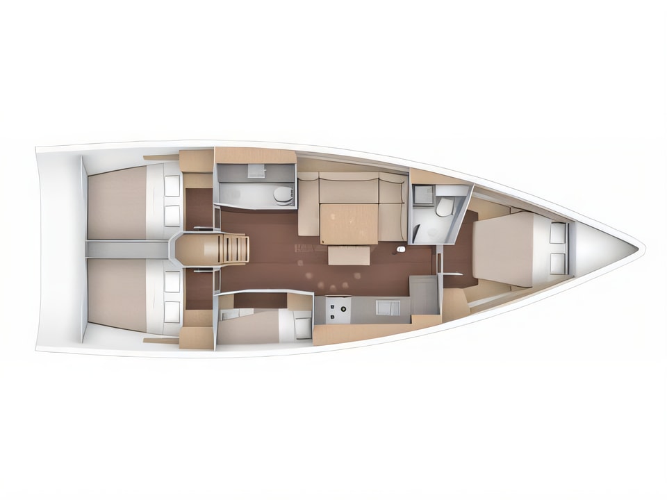Layout of Dufour 430 Grand Large sail boat with 4 cabins Croatia yacht charter