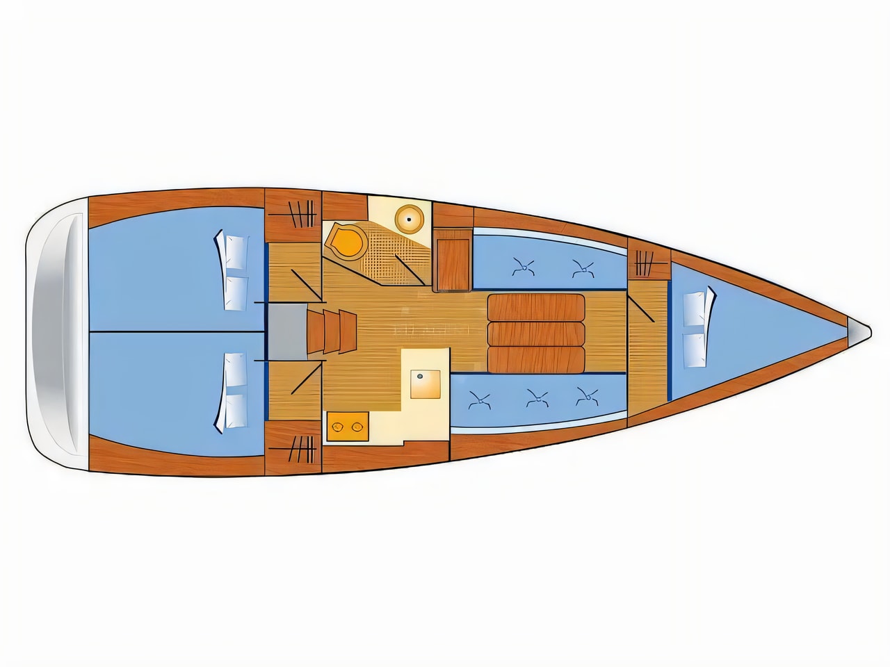 Interior of Sun Odyssey 349 sail boat with 3 cabins Croatia yacht charter