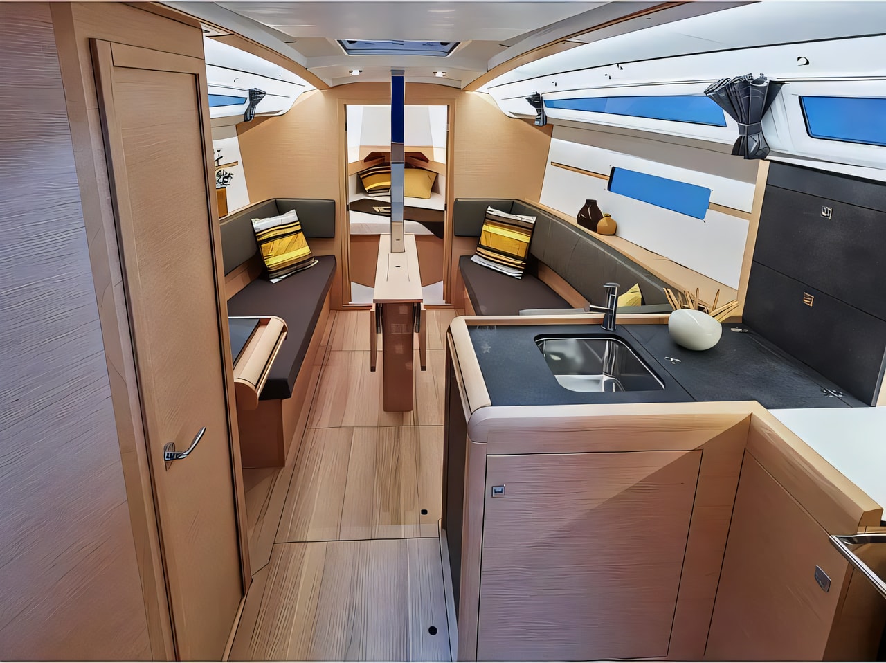 Layout of Sun Odyssey 349 sail boat with 3 cabins Croatia yacht charter