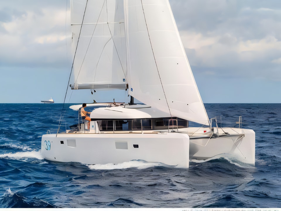 Exterior overview of Lagoon 39 catamaran for charter from Biograd Sangulin in the Zadar sailing area Croatia
