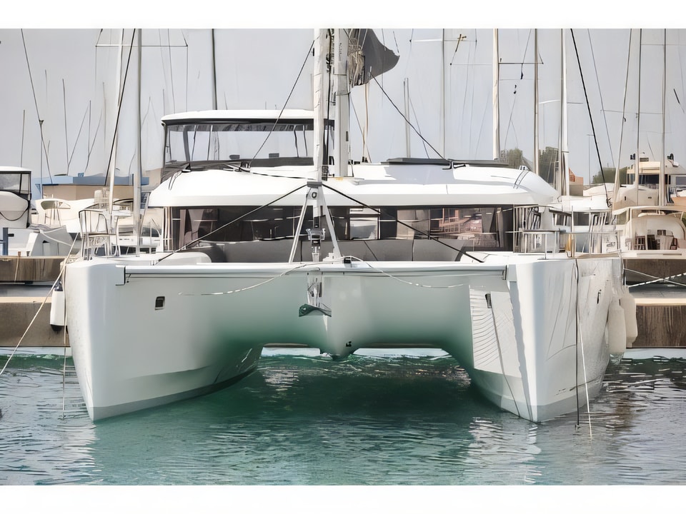 Exterior overview of Lagoon 450 S catamaran for charter from Biograd Sangulin in the Zadar sailing area Croatia