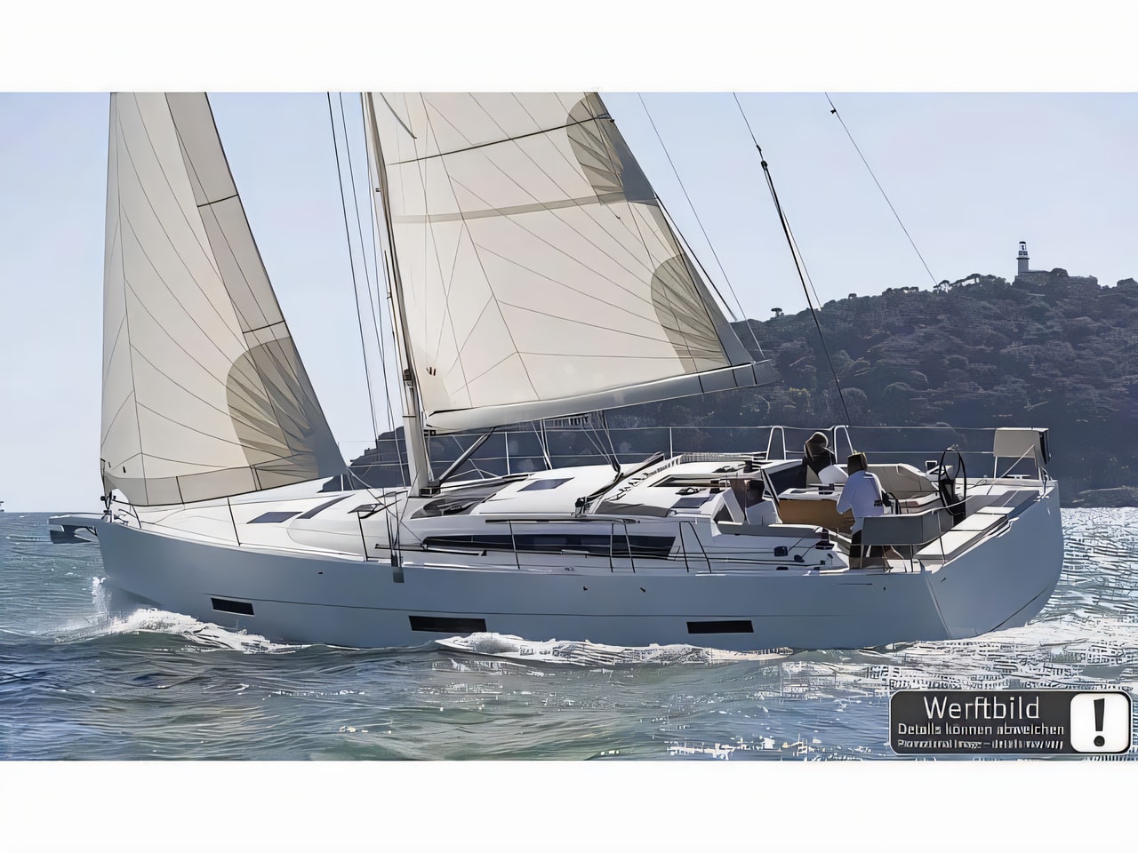 Exterior overview of Dufour 430 sail boat for charter from Pula Tehnomont Marina Veruda in the Istria / Kvarner sailing area Croatia