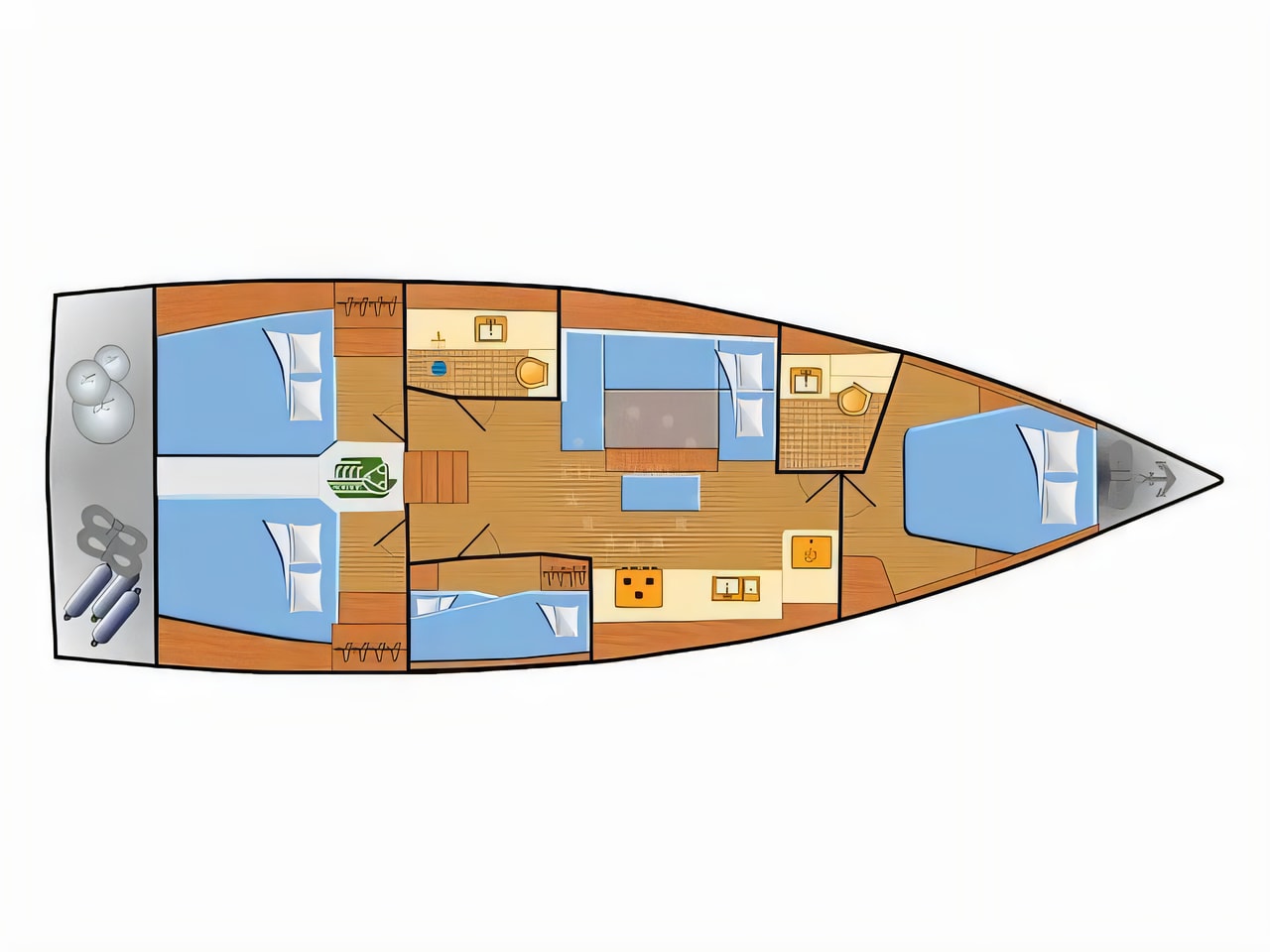Interior of Dufour 430 sail boat with 4 cabins Croatia yacht charter