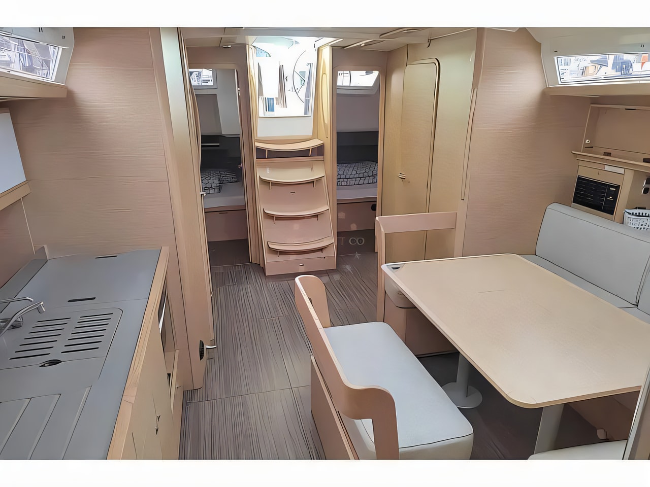 Layout of Dufour 430 sail boat with 4 cabins Croatia yacht charter