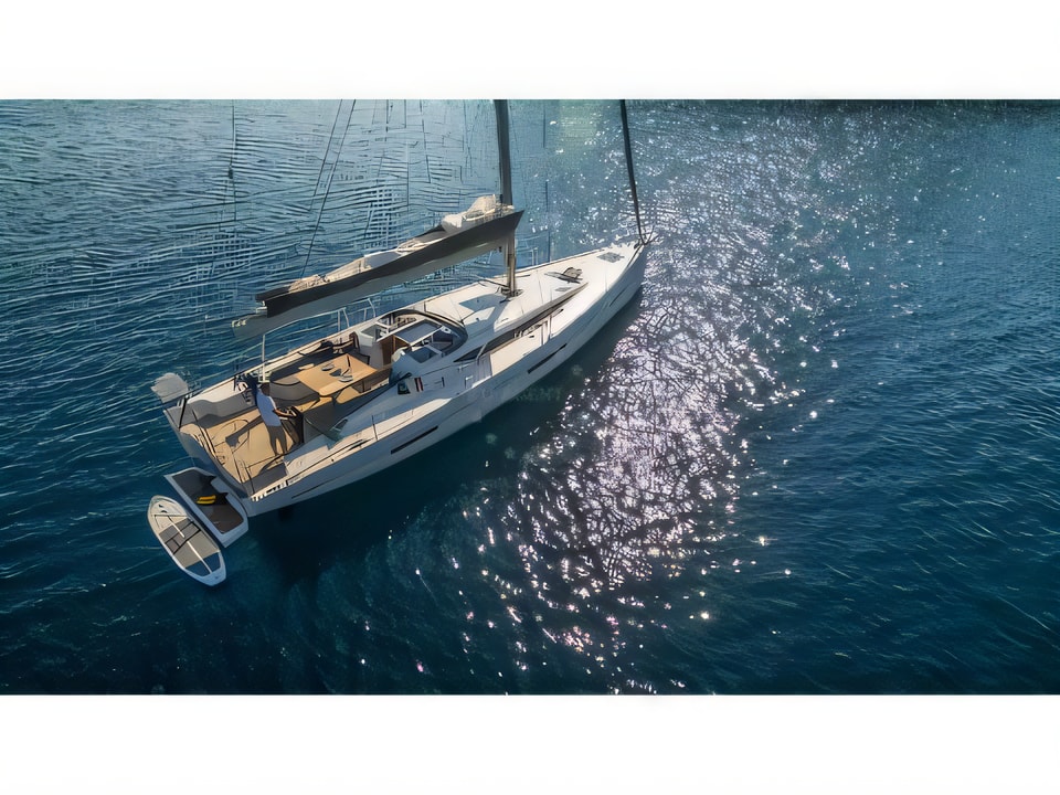 Exterior overview of More 55 sail boat for charter from Kastela Gomilica Marina in the Sibenik sailing area Croatia