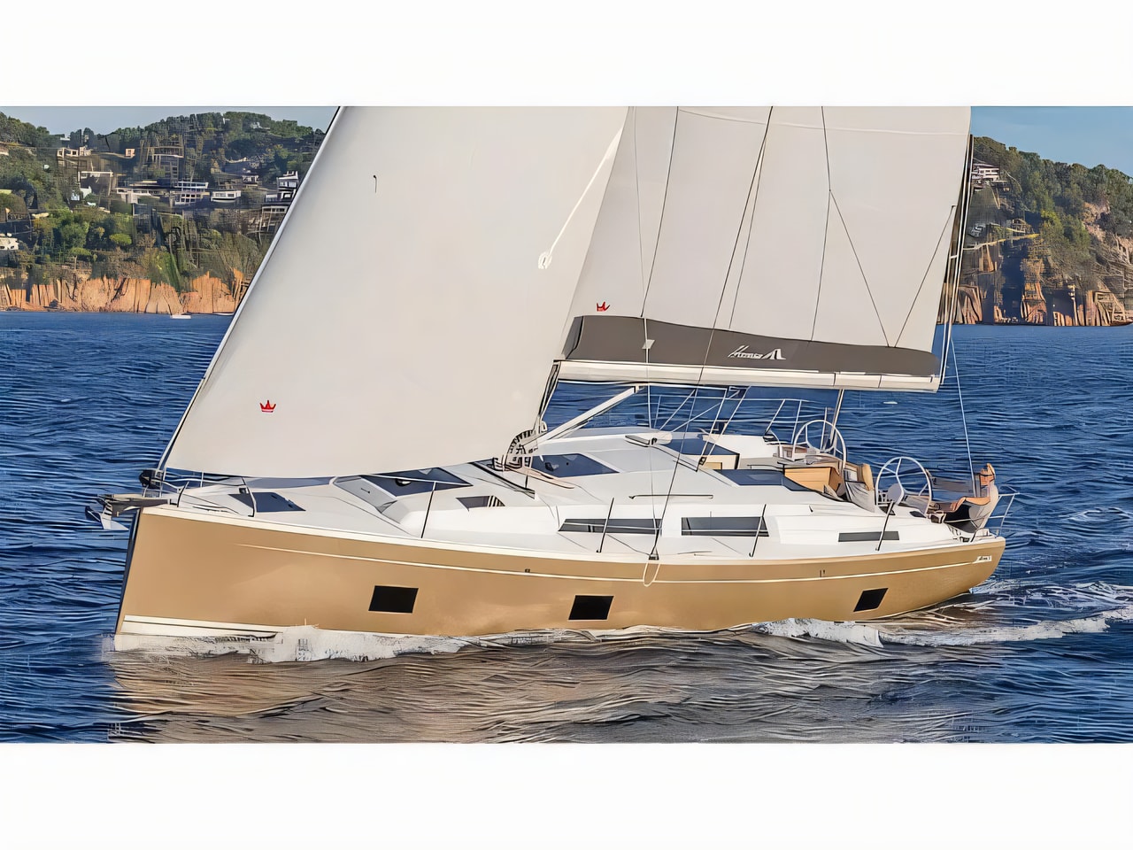Exterior overview of Hanse 418 sail boat for charter from Krk Marina Punat in the Istria / Kvarner sailing area Croatia