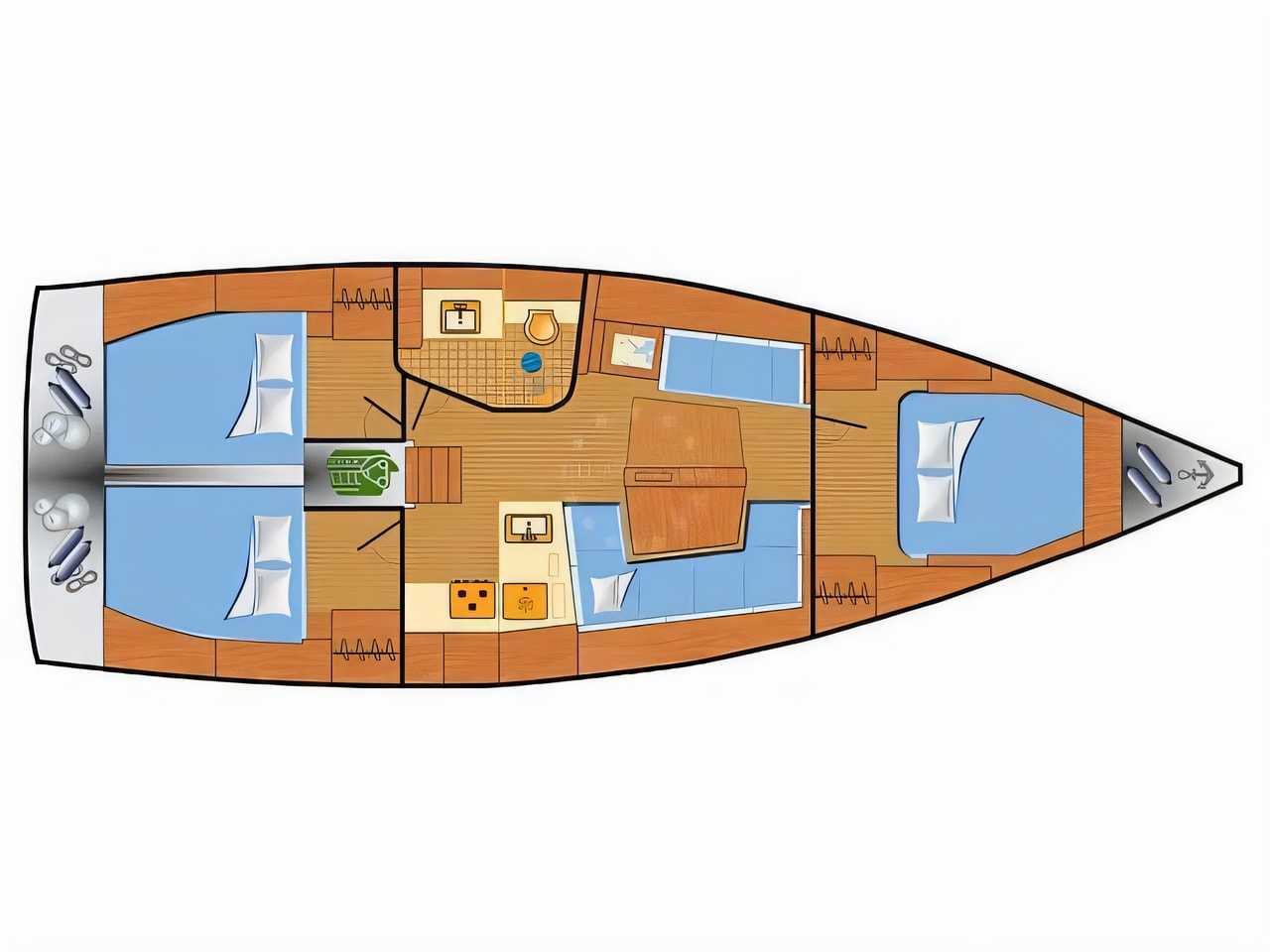 Interior of Hanse 418 sail boat with 3 cabins Croatia yacht charter