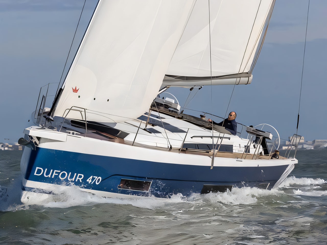 Exterior overview of Dufour 470 sail boat for charter from Sibenik Marina Mandalina in the Sibenik sailing area Croatia
