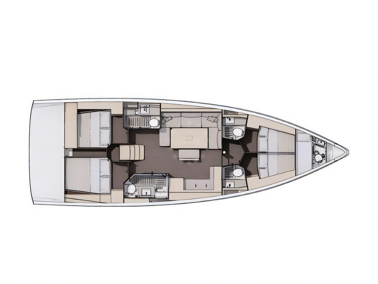 Interior of Dufour 470 sail boat with 5 cabins Croatia yacht charter
