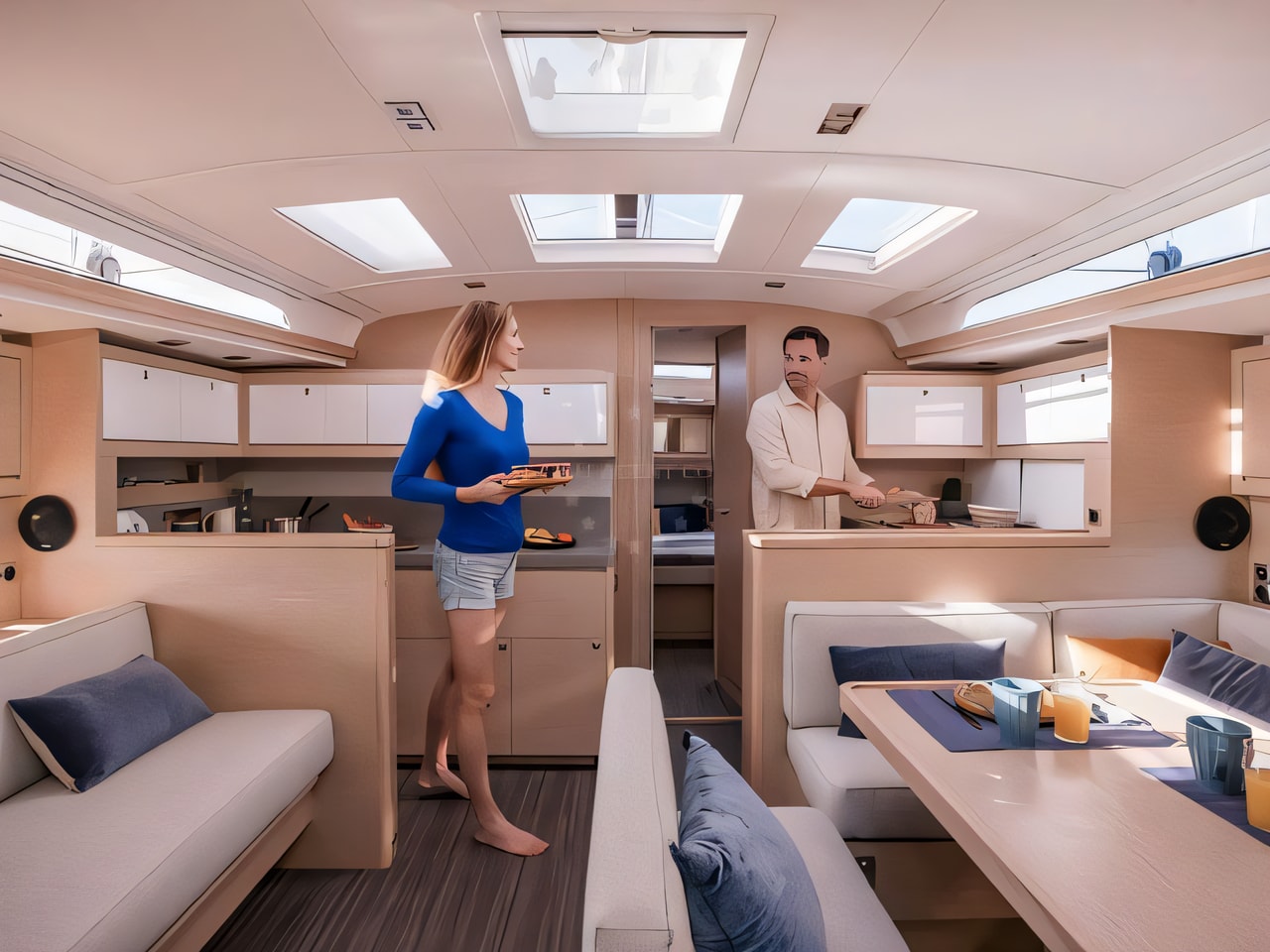 Layout of Dufour 470 sail boat with 5 cabins Croatia yacht charter