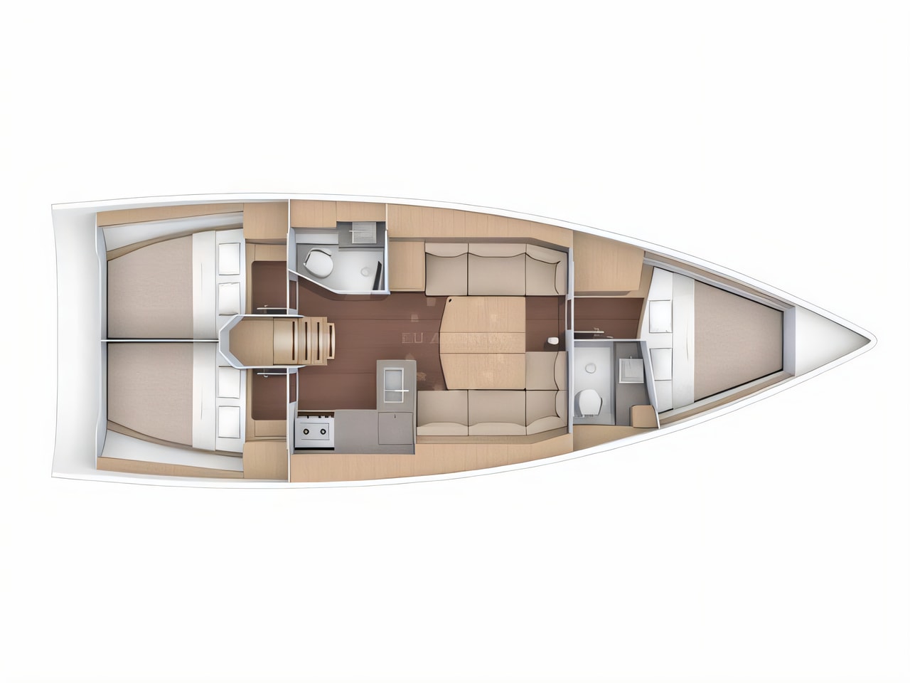 Interior of Dufour 390 GL sail boat with 3 cabins Croatia yacht charter