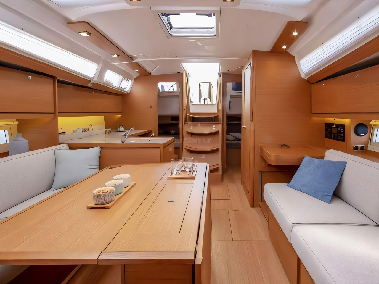 Layout of Dufour 390 GL sail boat with 3 cabins Croatia yacht charter