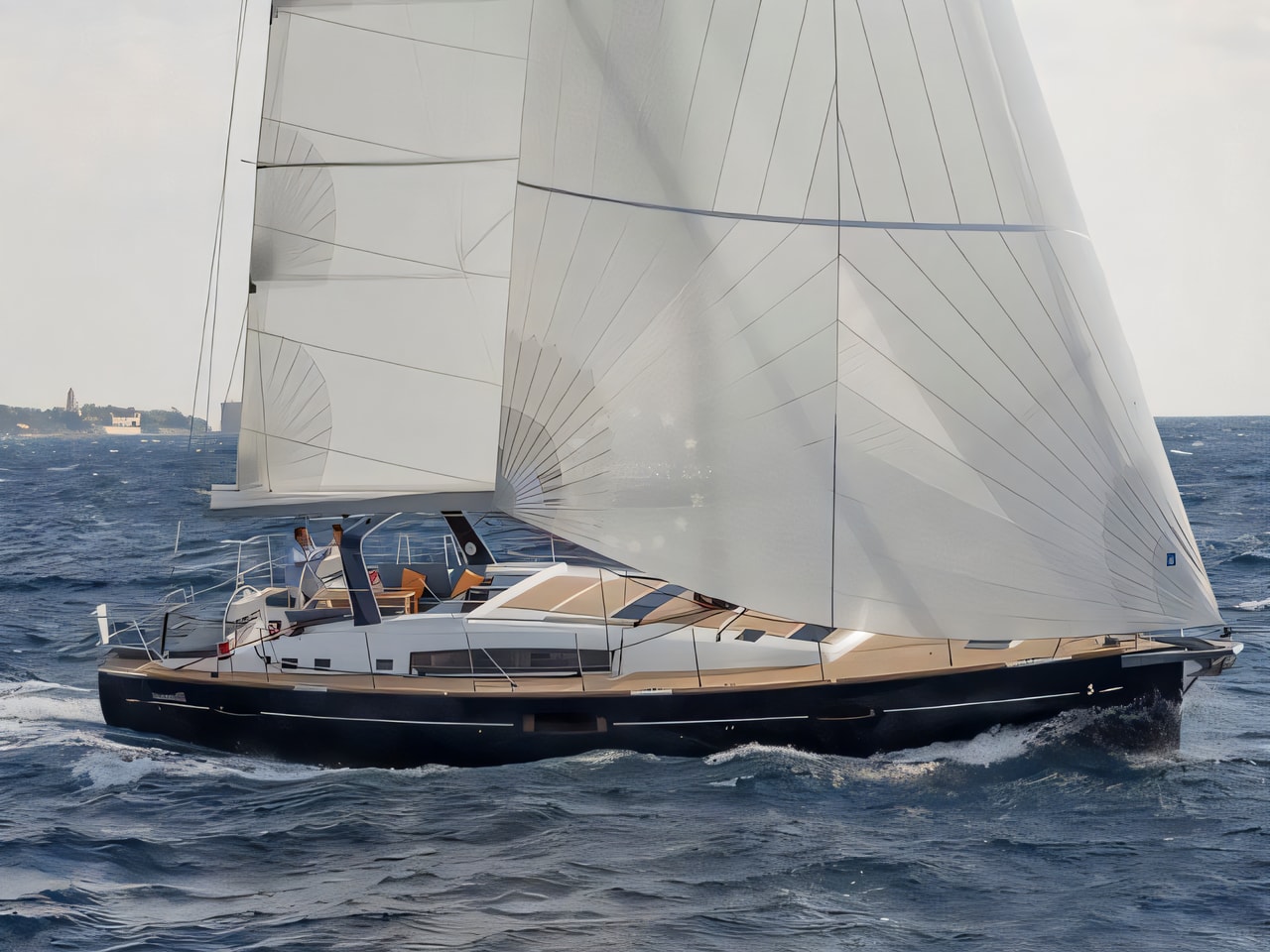 Exterior overview of Oceanis 60 sail boat for charter from Sibenik Marina Mandalina in the Sibenik sailing area Croatia