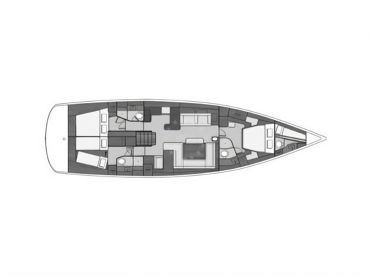 Interior of Oceanis 60 sail boat with 3 cabins Croatia yacht charter