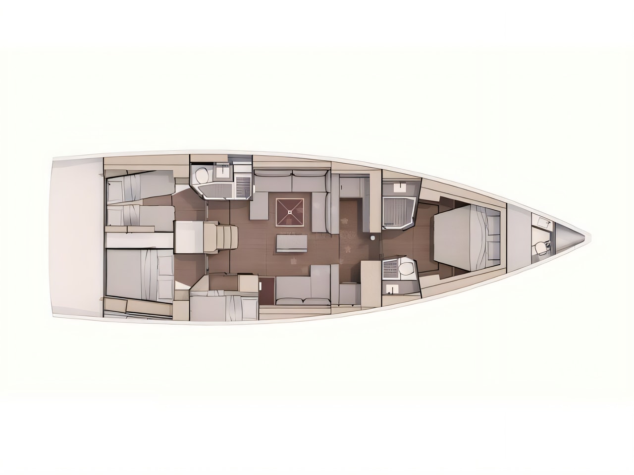 Interior of Dufour 530 sail boat with 5 cabins Croatia yacht charter