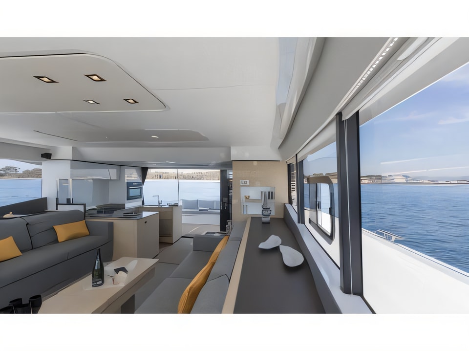 Interior of MY 44 Fountaine Pajot power catamaran with 4 cabins Croatia yacht charter