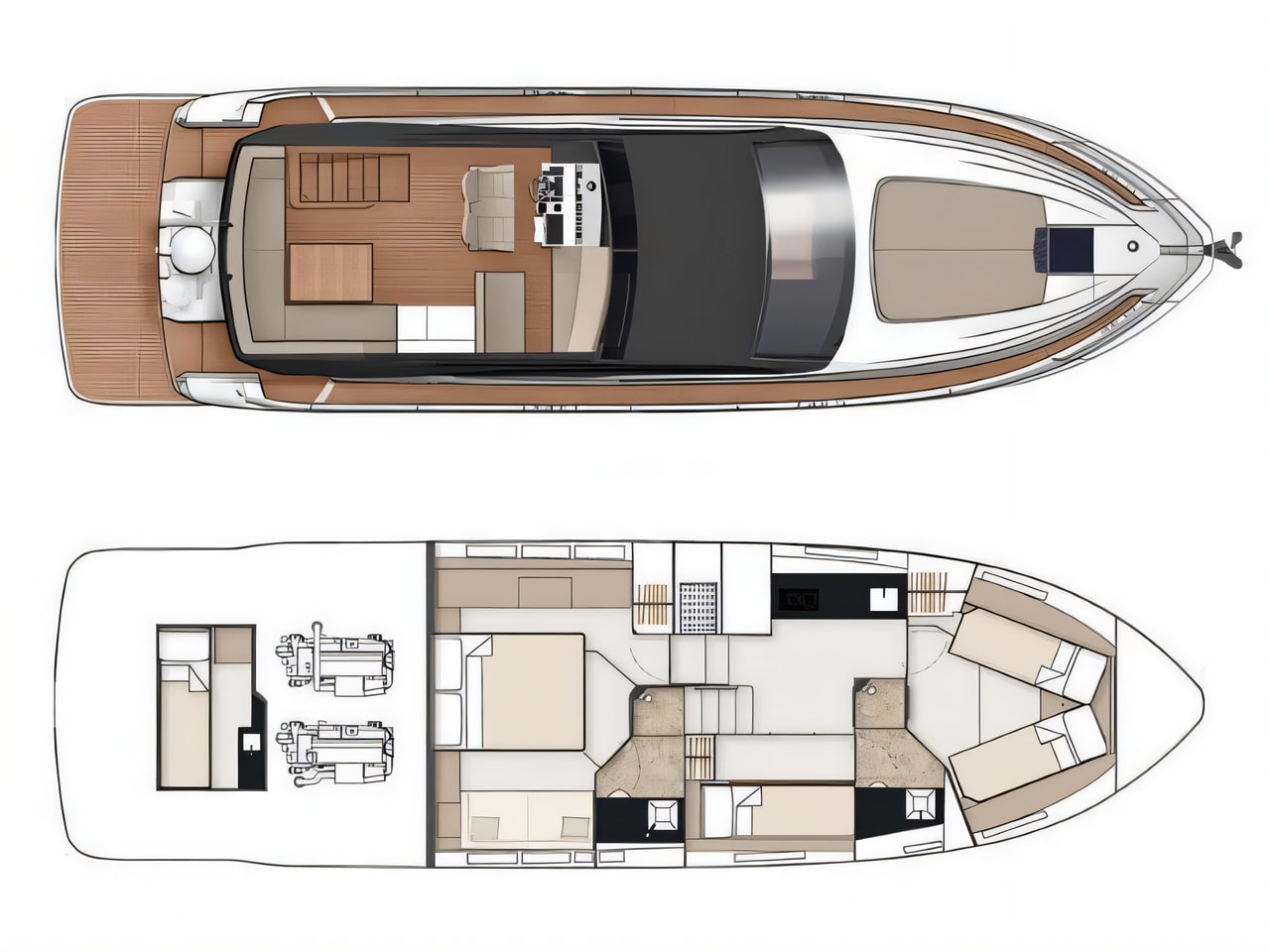 Interior of Fairline Squadron 50 motoryacht with 4 cabins Croatia yacht charter