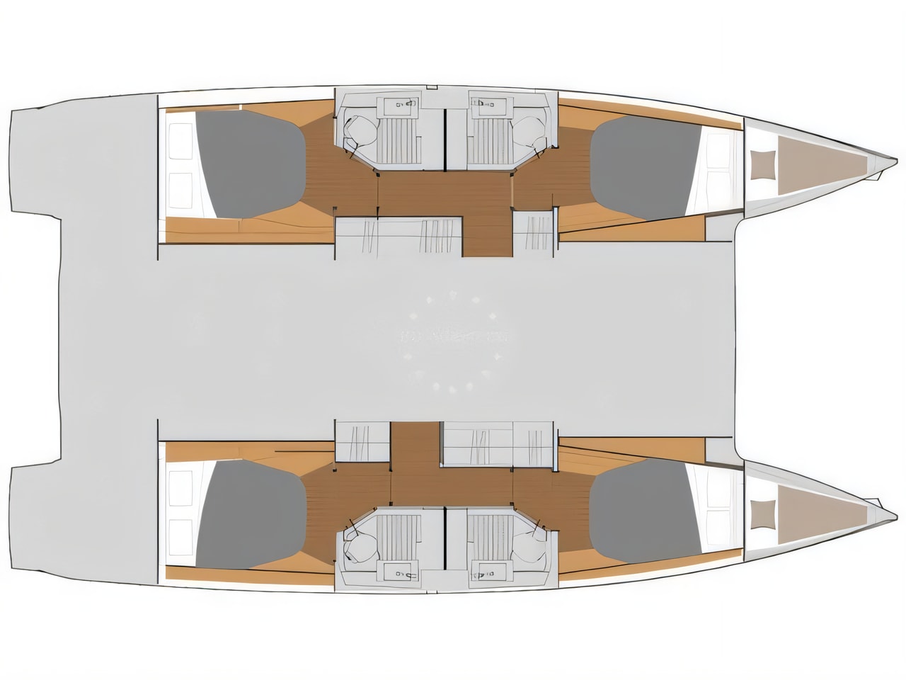 Interior of Fountaine Pajot Astrea 42 catamaran with 6 cabins Croatia yacht charter