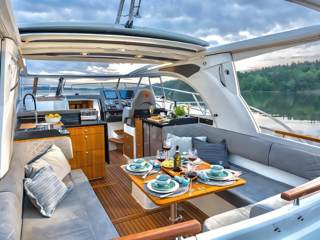 Layout of Marex 360 Cabriolet Cruiser motor boat with 2 cabins Croatia yacht charter