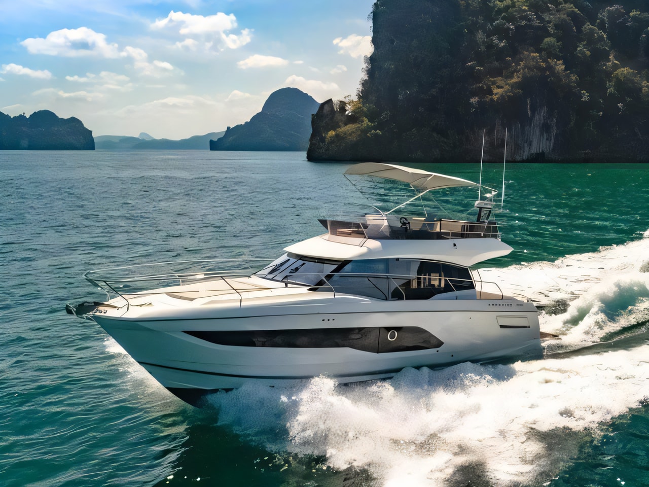 Exterior overview of Prestige 420 Fly motoryacht for charter from Sibenik Marina Mandalina in the Sibenik sailing area Croatia