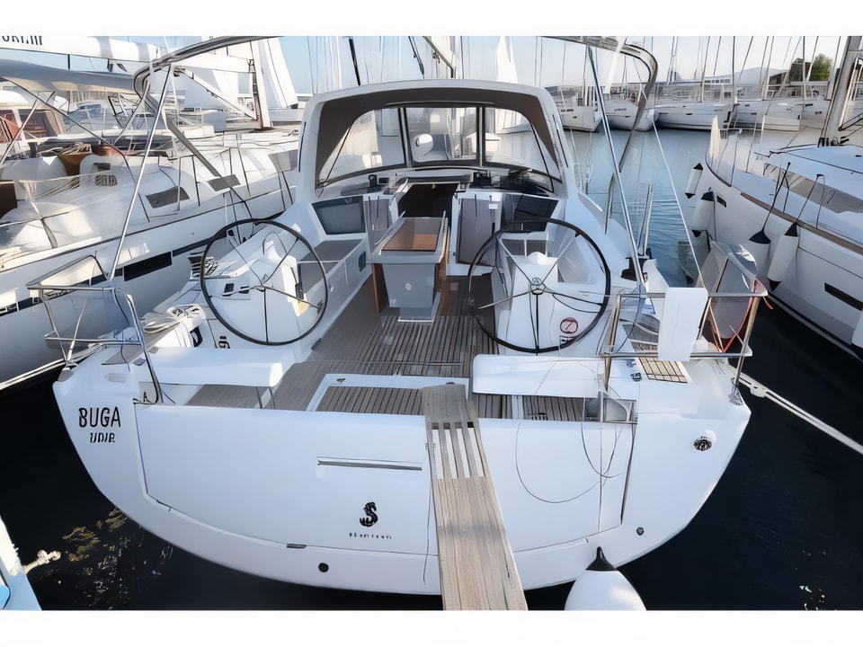 Exterior overview of Oceanis 41.1 sail boat for charter from Sukosan Marina Dalmacija in the Zadar sailing area Croatia