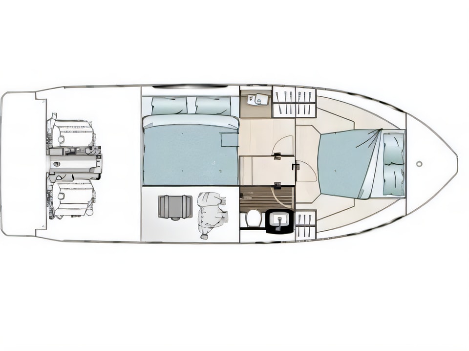 Sealine C330 yacht layout 2 cabins Croatia charter