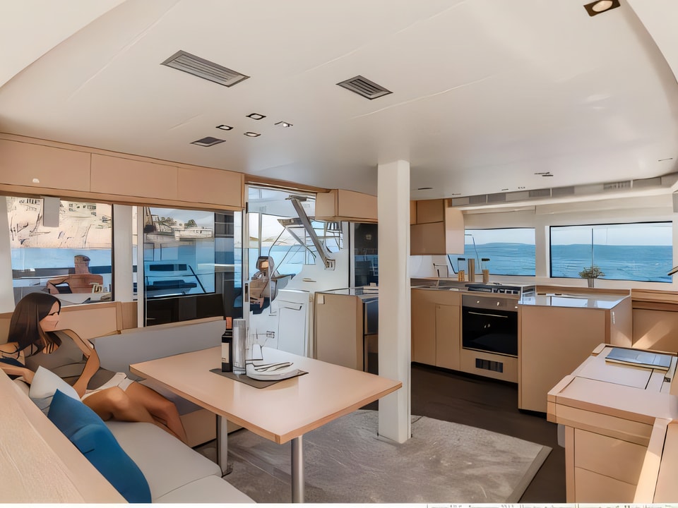 Interior of Lagoon 52F catamaran with 8 cabins Croatia yacht charter