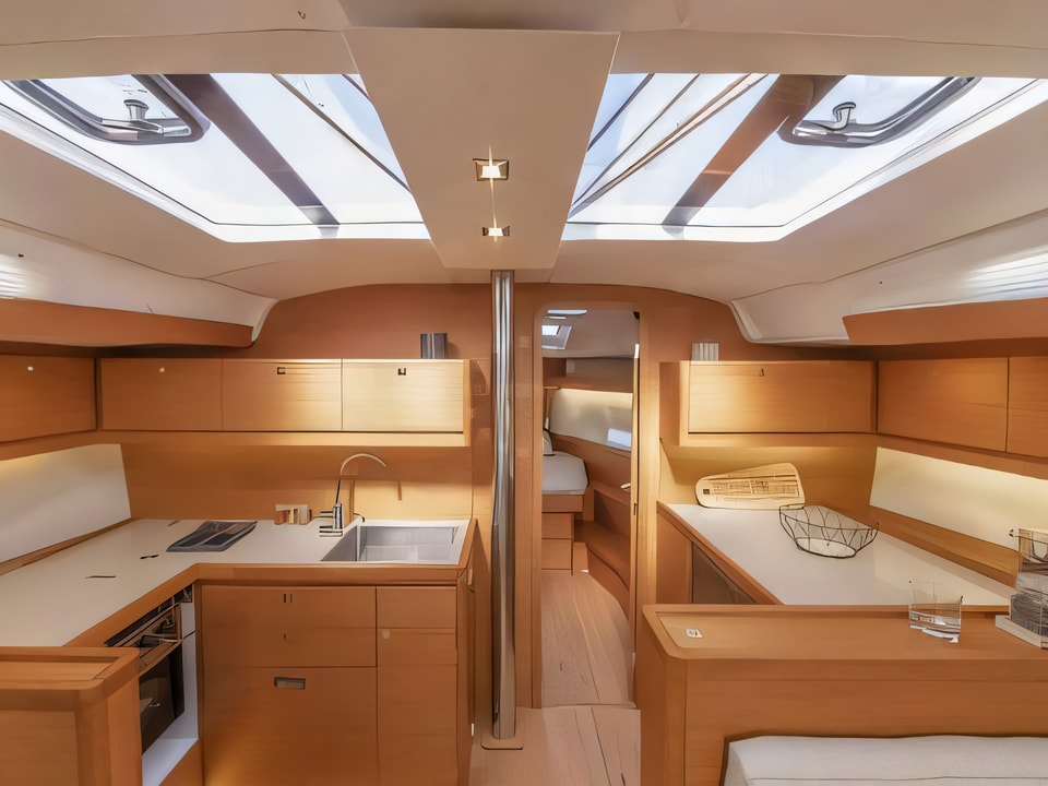 Interior of Dufour 430 Grand Large sail boat with 4 cabins Croatia yacht charter