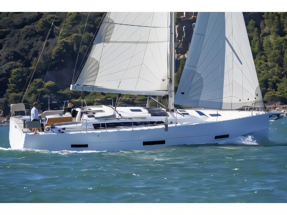 Exterior overview of Dufour 430 sail boat for charter from Biograd Sangulin in the Zadar sailing area Croatia
