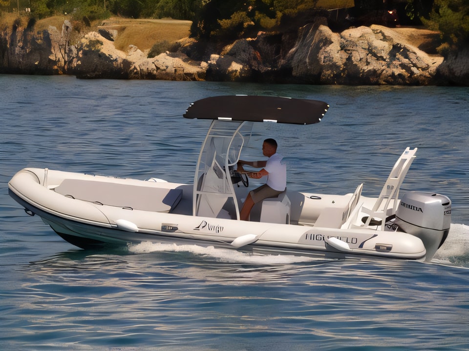 Exterior overview of Highfield Patrol 660 motor boat for charter from Sukosan Marina Dalmacija in the Zadar sailing area Croatia