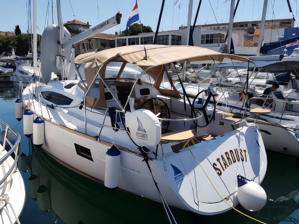 Exterior overview of Elan Impression 40 sail boat for charter from Zadar Marina Zadar in the Zadar sailing area Croatia