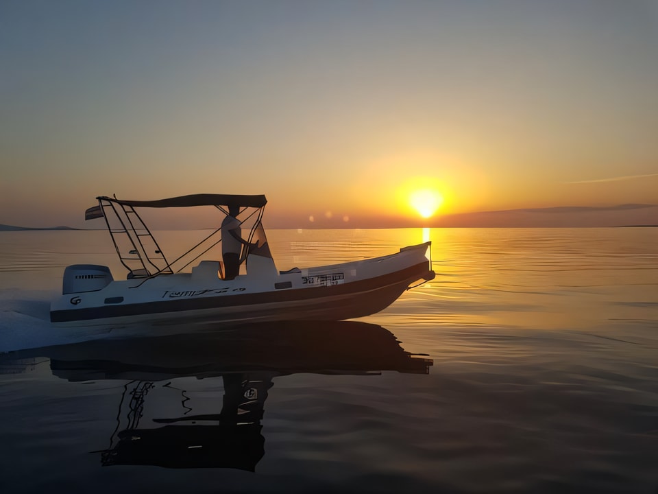 Exterior overview of TEMPEST 600 + Honda 135 motor boat for charter from Sukosan Marina Dalmacija in the Zadar sailing area Croatia