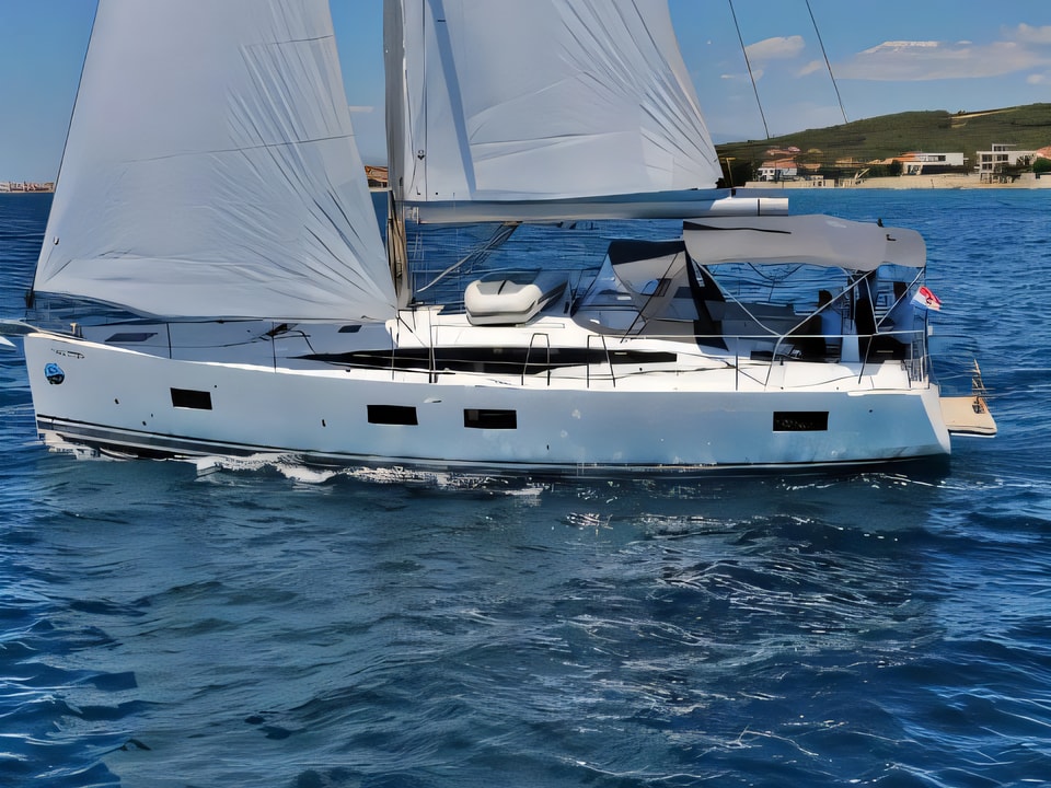 Exterior overview of JEANNEAU 54 BT sail boat for charter from Sukosan Marina Dalmacija in the Zadar sailing area Croatia