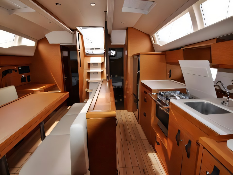 Interior of JEANNEAU 54 BT sail boat with 6 cabins Croatia yacht charter