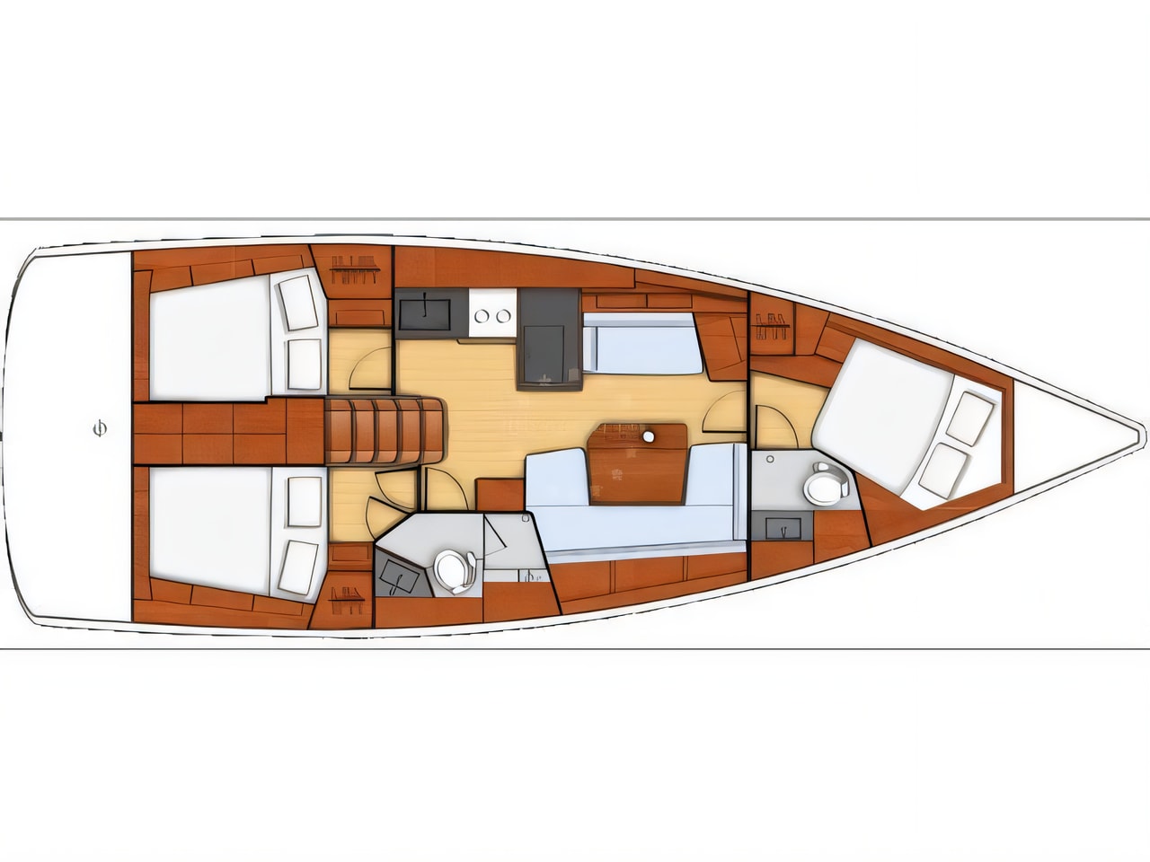 Interior of Oceanis 41.1 sail boat with 3 cabins Croatia yacht charter